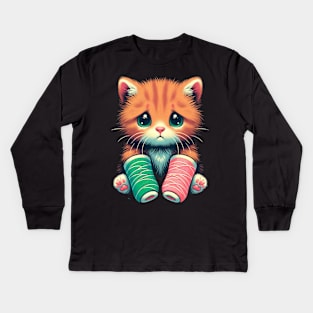 Tater Tot Cat Kids Long Sleeve T-Shirt